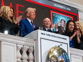 President-elect Donald Trump rings the opening bell on the trading floor of the New York Stock Exchange on Dec. 12.