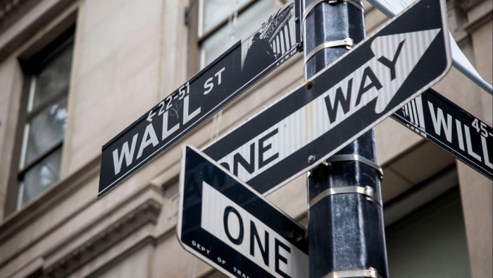 A Wall Street sign near the New York Stock Exchange